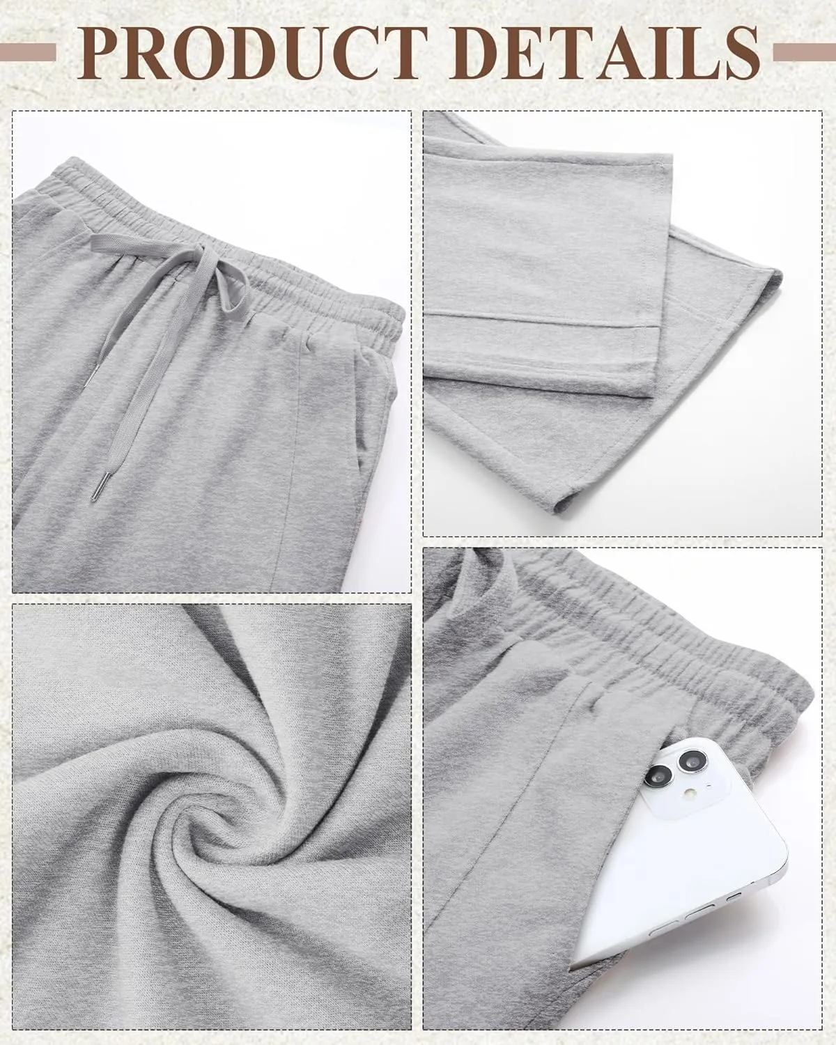 2 Pack Women's Wide Leg Pants Casual Drawstring High Waist Sweatpants Baggy Trousers Joggers Pant with Pockets