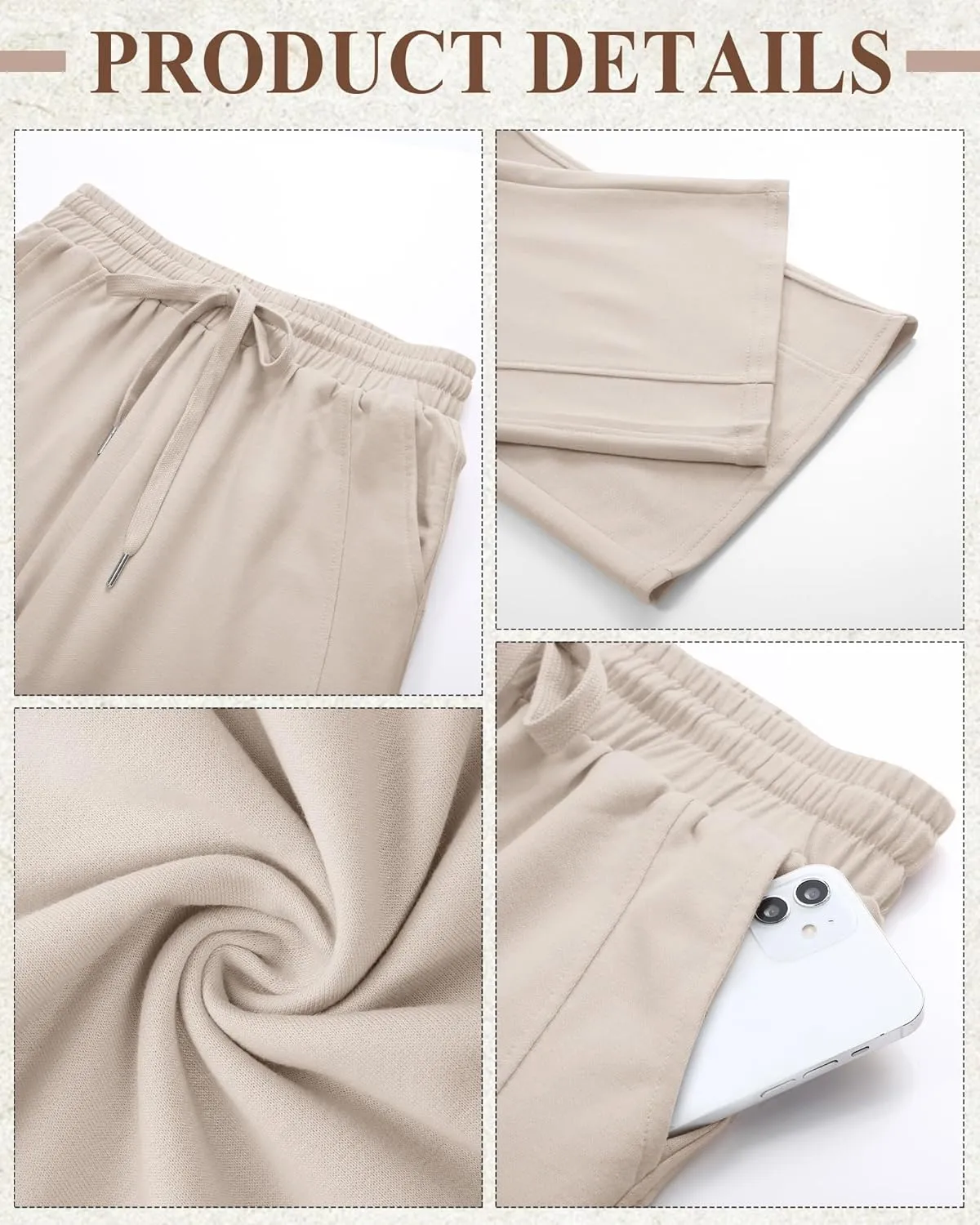 2 Pack Women's Wide Leg Pants Casual Drawstring High Waist Sweatpants Baggy Trousers Joggers Pant with Pockets