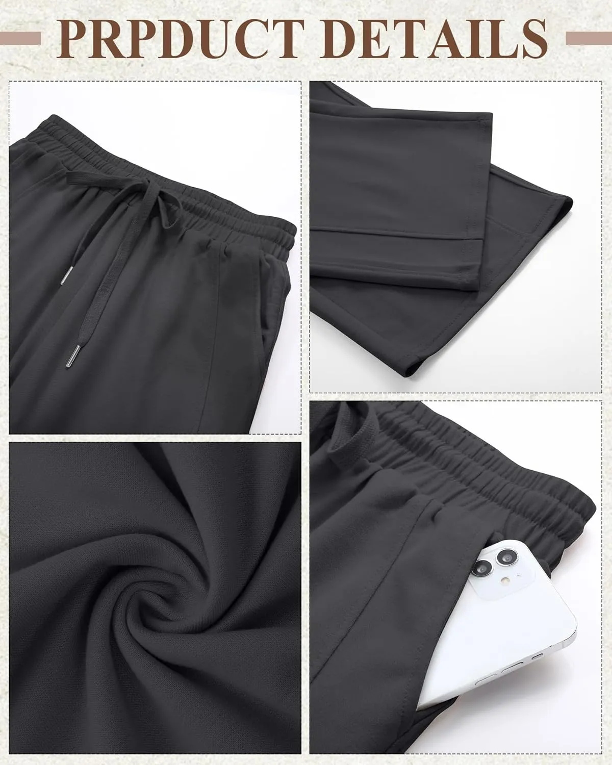 2 Pack Women's Wide Leg Pants Casual Drawstring High Waist Sweatpants Baggy Trousers Joggers Pant with Pockets