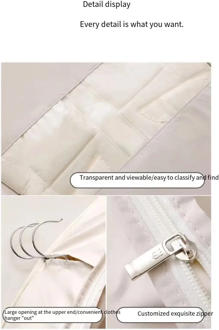 2 Pcs Space Saving Hanging Garment Bag with Self Compression Zipper, Cover Clothes Bags for Down Coat, Closet Organizers Heavy Duty Garment Bag,For Closet Storage (pink, Medium)