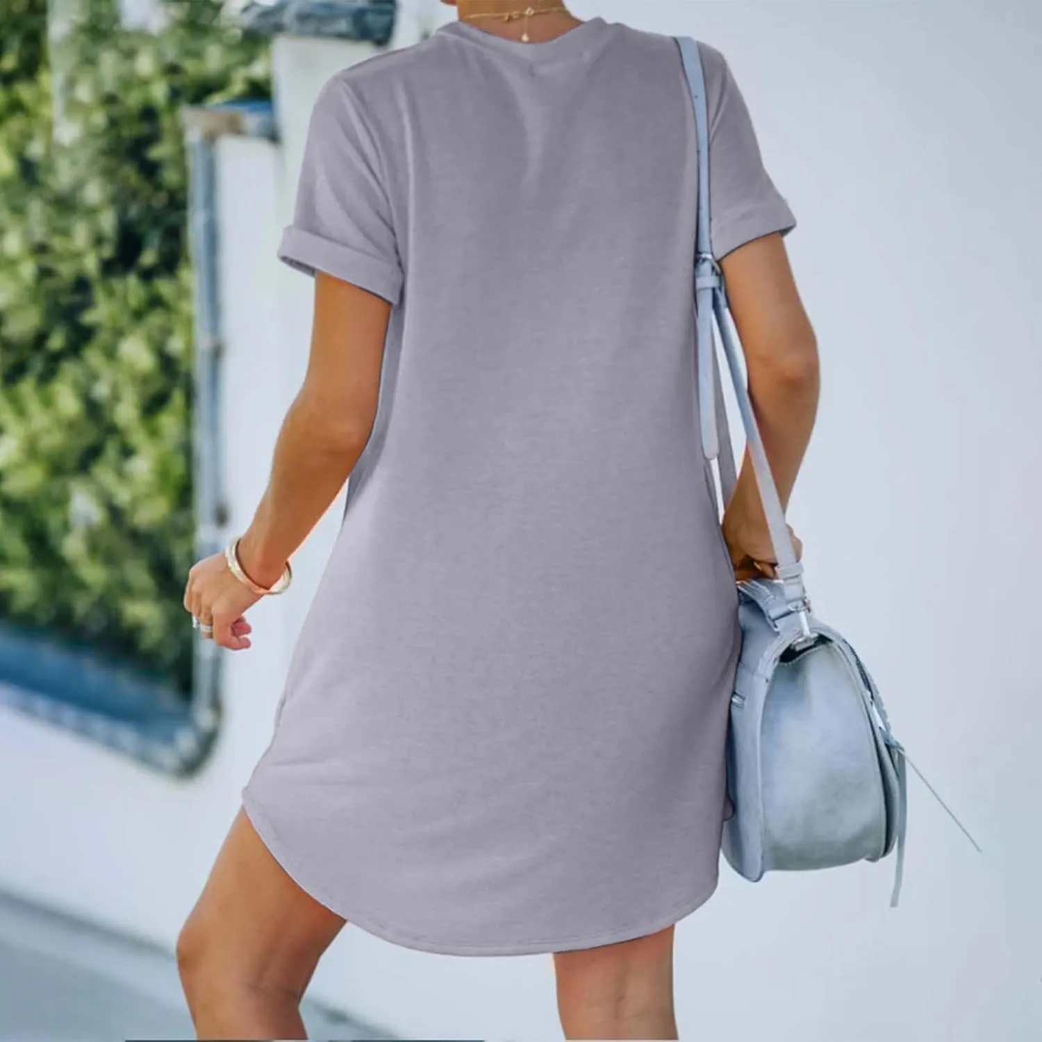 2024 T-Shirt Dress for Women Casual Summer Summer Outfits for Women Short Dresses Beach Ruffle Casual Swing Dresses