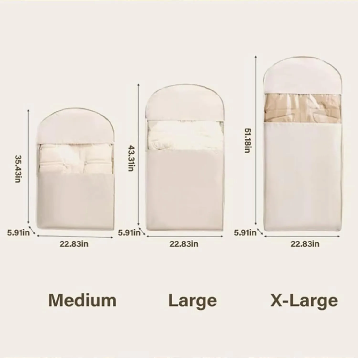 2025 Space Saving Garment Bag With Compression Zipper Garment Bags for Hanging Clothes Travel (Beige, XL (51.18 in))
