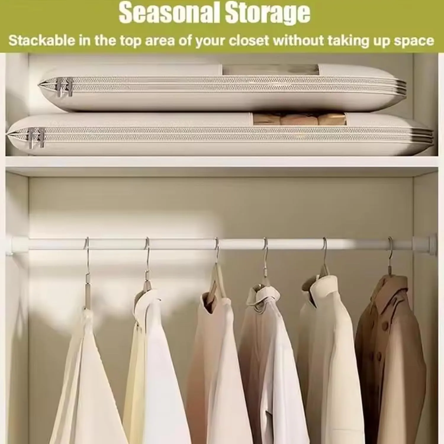 2025 Space Saving Garment Bag With Compression Zipper Garment Bags for Hanging Clothes Travel (Beige, XL (51.18 in))