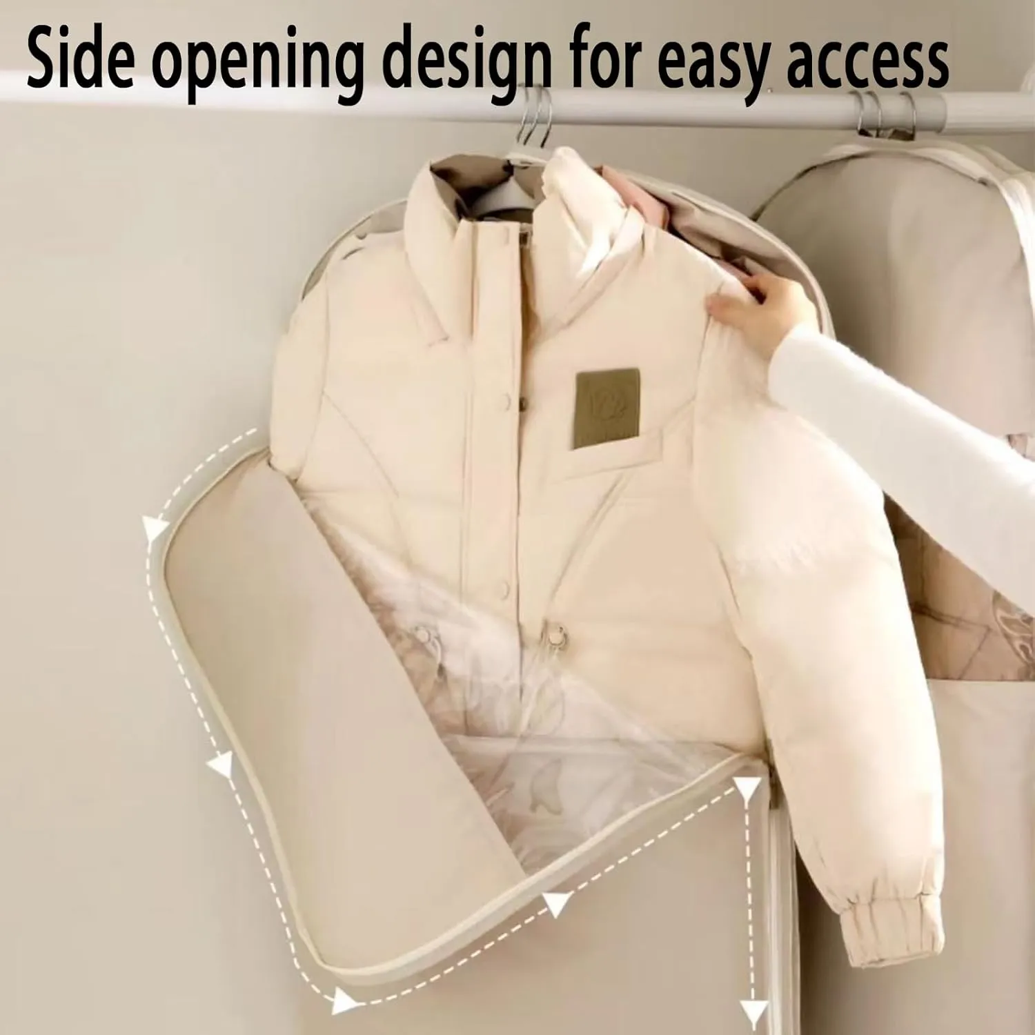 2025 Space Saving Hanging Garment Bag with Self Compression Zipper, Space Saver Closet Organizers, Dust Cover Clothes Bags for Down Coat, Closet Storage (Pink,Large)