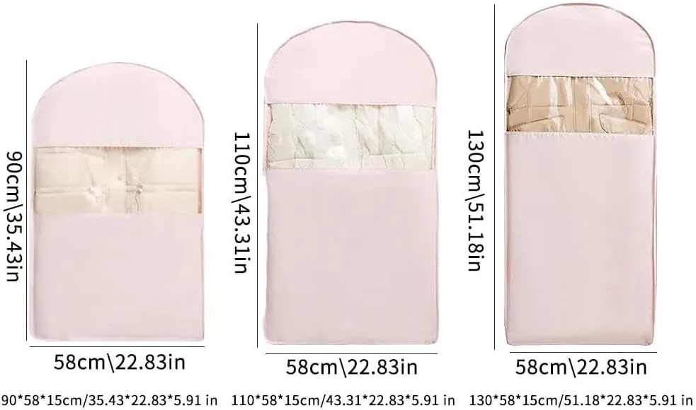 2025 Space Saving Hanging Garment Bag with Self Compression Zipper, Space Saver Closet Organizers, Dust Cover Clothes Bags for Down Coat, Closet Storage (Pink,Large)
