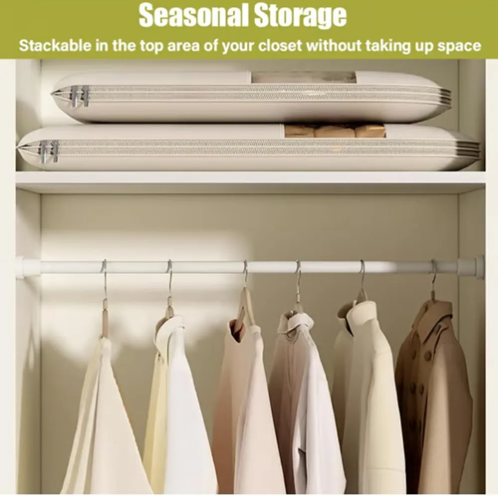 2025 Space Saving Hanging Garment Bag with Self Compression Zipper, Space Saver Closet Organizers, Space Saving Hanging Protector, Dust Cover Clothes Bags for Down Coat (Pink,Medium)