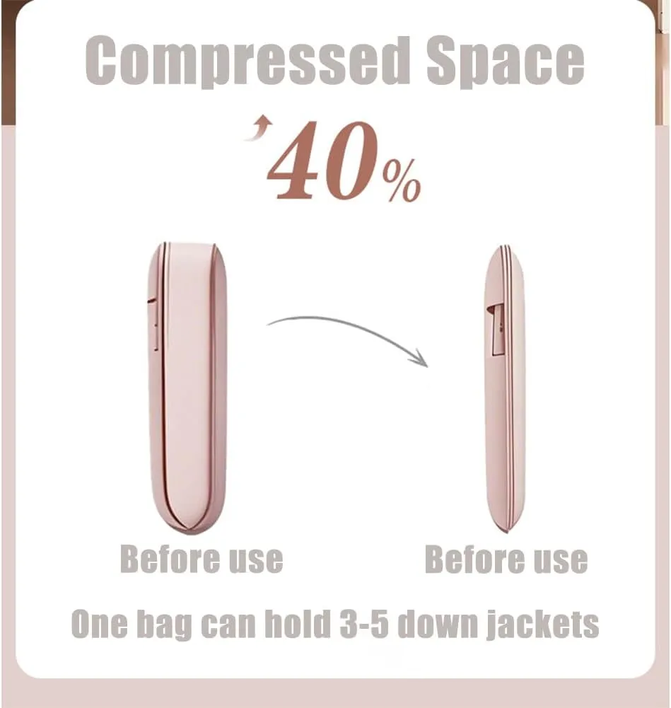 2025 Space Saving Hanging Garment Bag with Self Compression Zipper, Space Saver Closet Organizers,Dust Cover Clothes Bags for Down Coat, For Closet Storage (Pink-M)