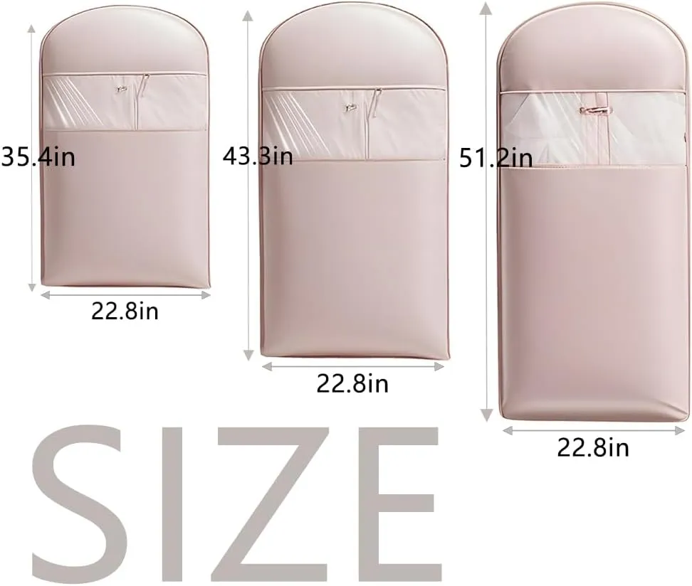 2025 Space Saving Hanging Garment Bag with Self Compression Zipper, Space Saver Closet Organizers,Dust Cover Clothes Bags for Down Coat, For Closet Storage (Pink-M)