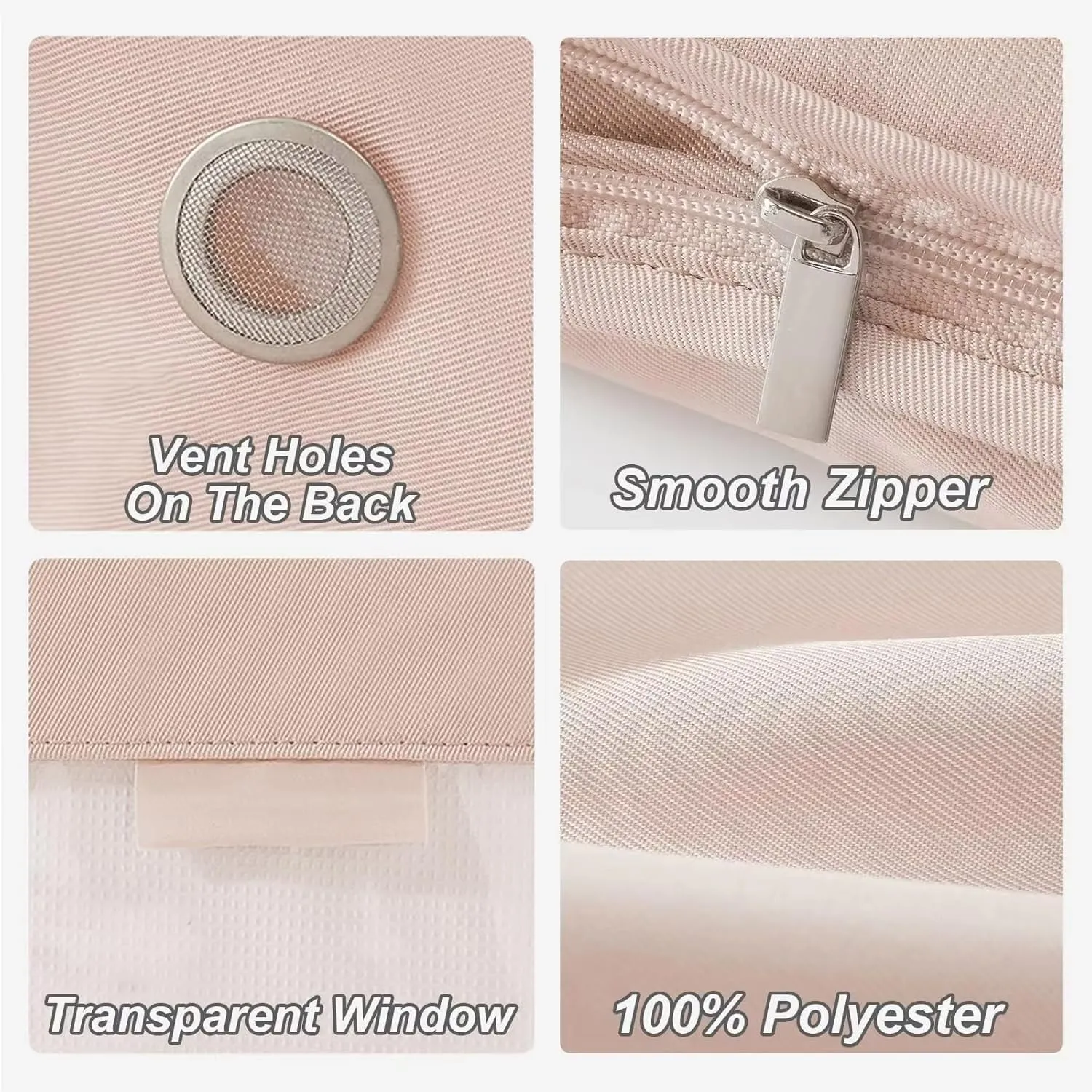 2025 Space Saving Hanging Garment Bag with Self Compression Zipper,garment bags for hanging clothes,Dust Cover Clothes Bags for Down Coat (Pink,S)
