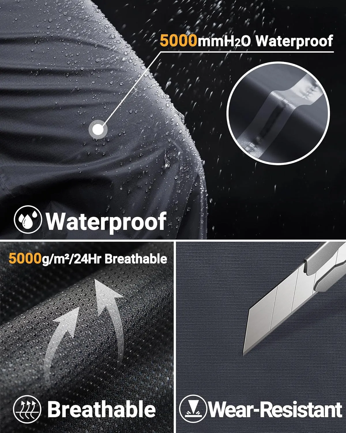 33,000ft Men's Full Zip Rain Pants Waterproof Lightweight for Hiking,Fishing,Golf