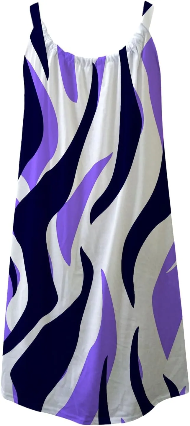 80's Style Dresses for Women Beach Swing Fashion Line Color Block Print Beach Casual Sleeveless Square Neck A-Line Dress