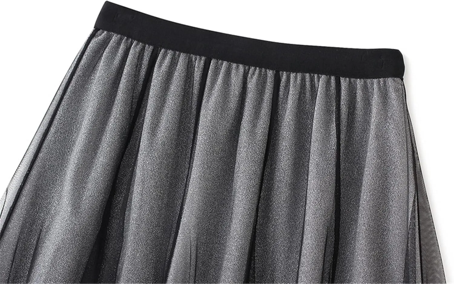 A Line Swing Midi Skirt for Women, Gradient Color Ruffles Pleated Tulle Skirts