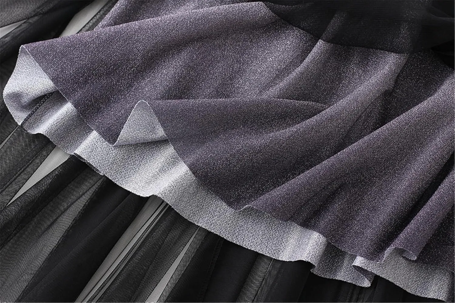 A Line Swing Midi Skirt for Women, Gradient Color Ruffles Pleated Tulle Skirts