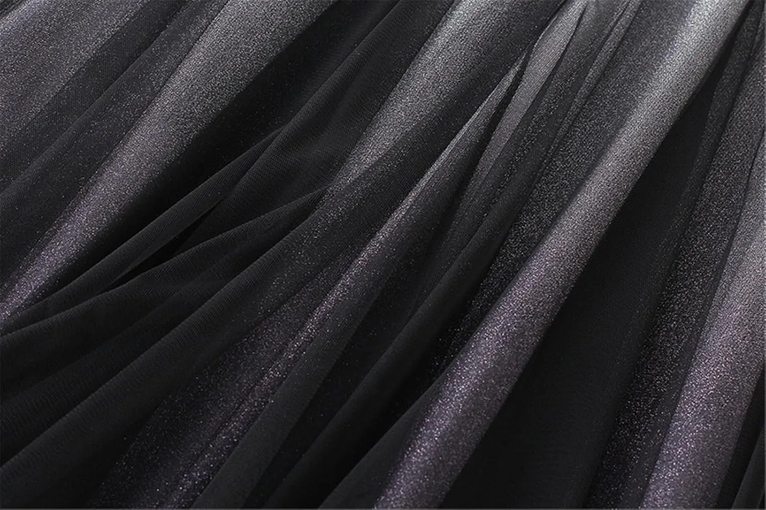 A Line Swing Midi Skirt for Women, Gradient Color Ruffles Pleated Tulle Skirts