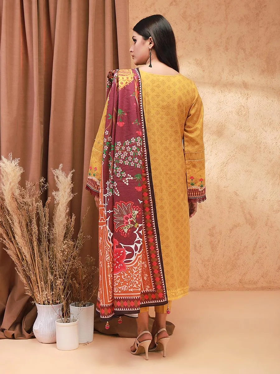 ACE Galleria Digital Embroidered Unstitched 3pc Khaddar Suit ACE 12162