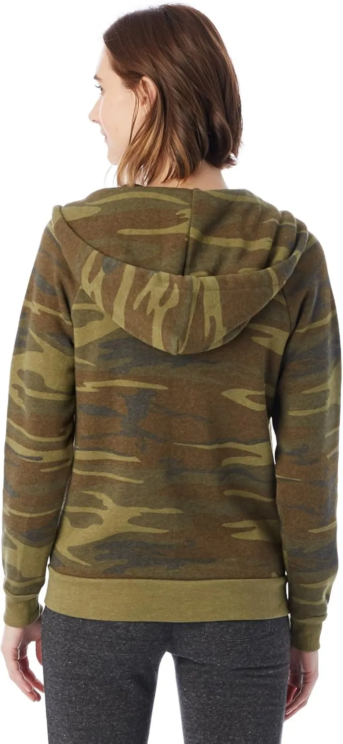 Alternative Women's Zip-Up Hoodie, Eco-Fleece Vintage Adrian Hooded Crewneck