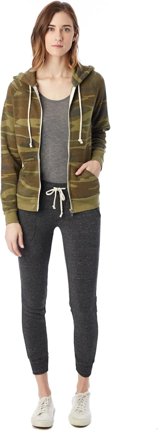 Alternative Women's Zip-Up Hoodie, Eco-Fleece Vintage Adrian Hooded Crewneck