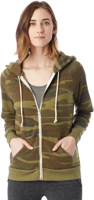 Alternative Women's Zip-Up Hoodie, Eco-Fleece Vintage Adrian Hooded Crewneck