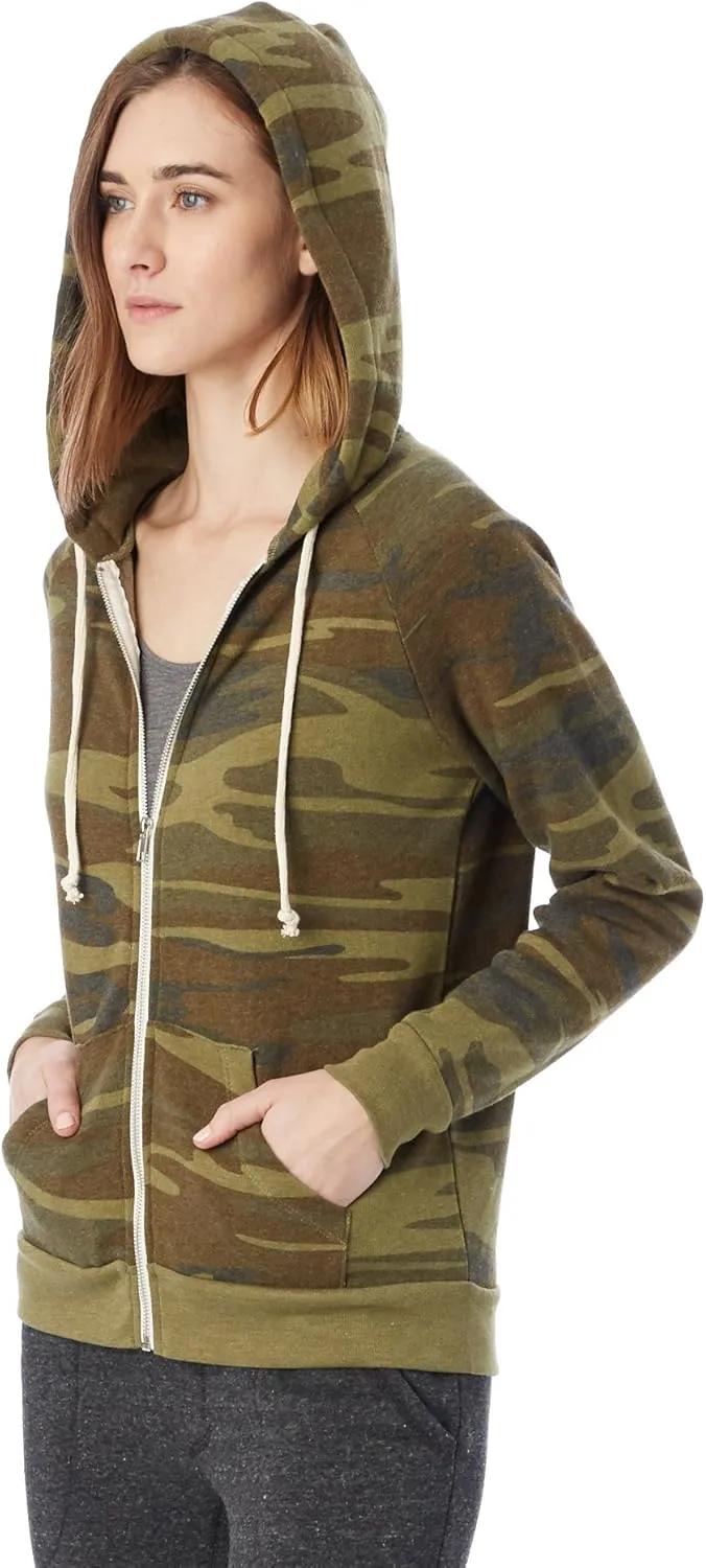 Alternative Women's Zip-Up Hoodie, Eco-Fleece Vintage Adrian Hooded Crewneck