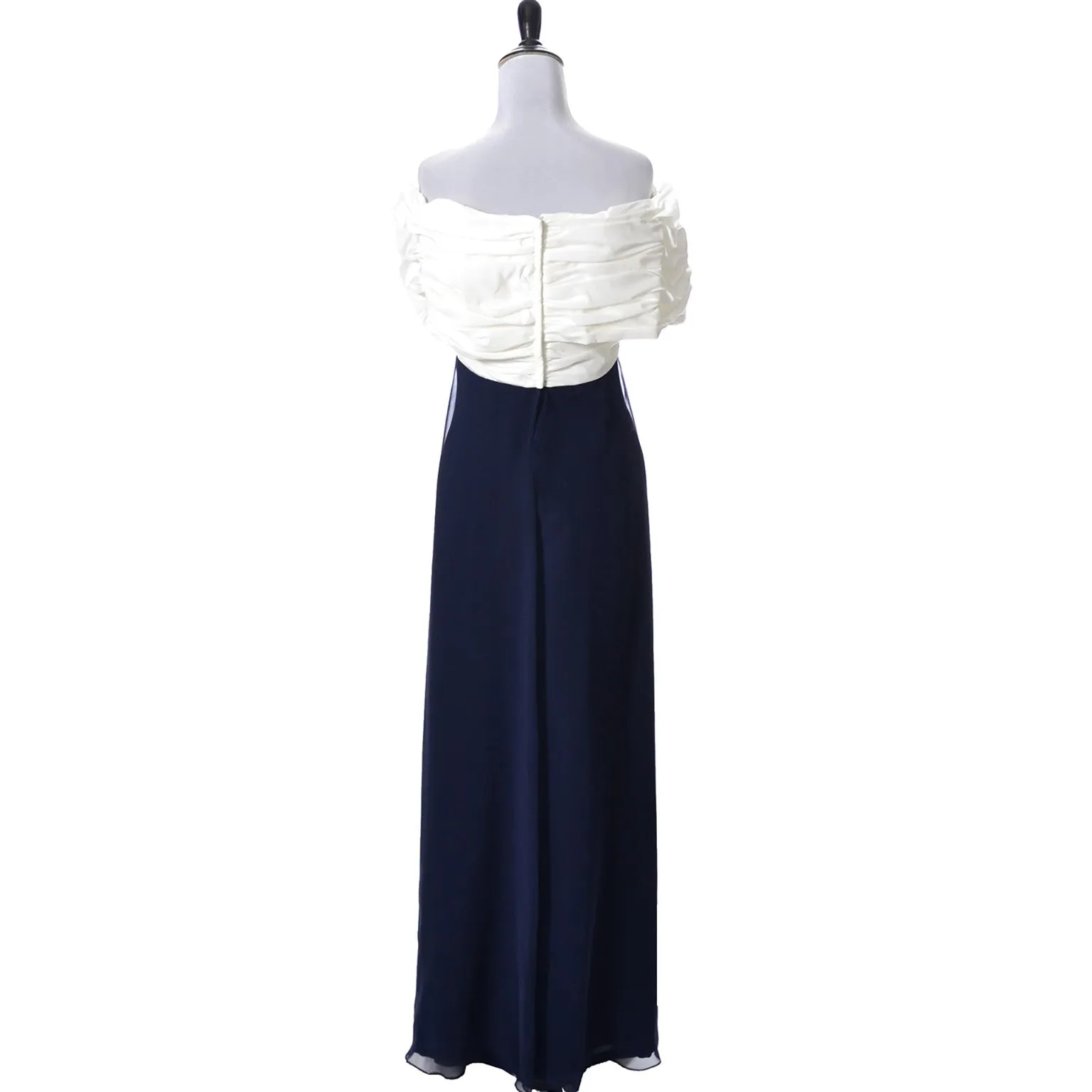 As New Vintage Dress by Victor Costa in Blue Chiffon and White Taffeta Evening Gown