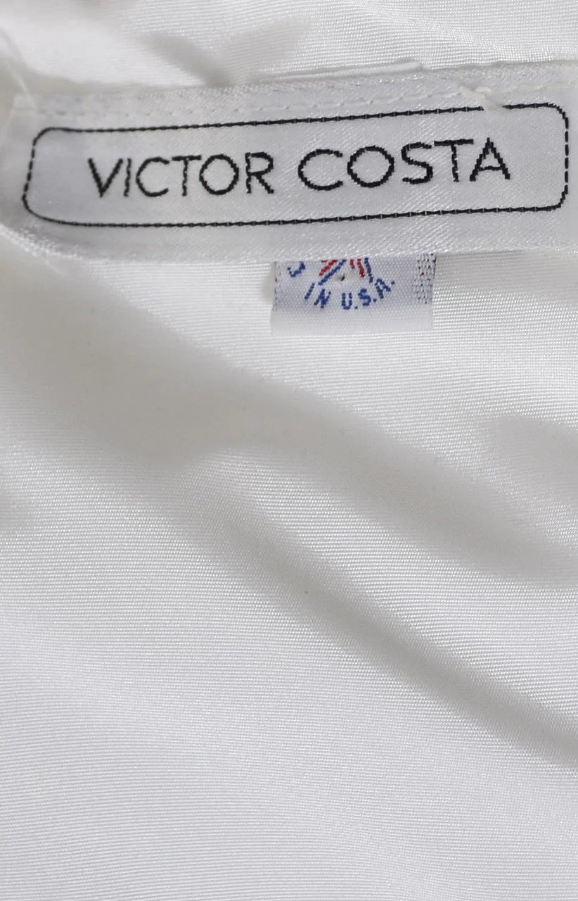 As New Vintage Dress by Victor Costa in Blue Chiffon and White Taffeta Evening Gown