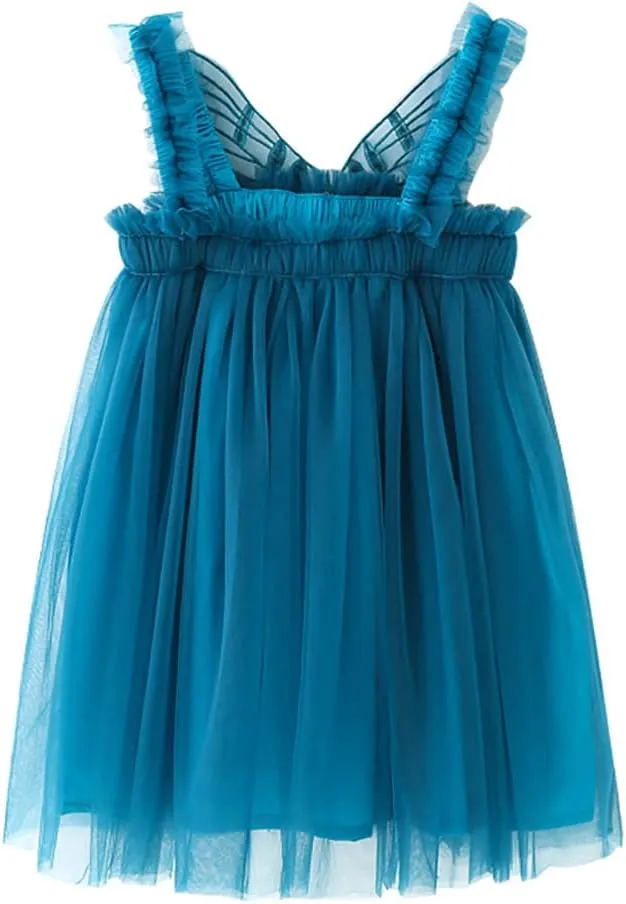 Baby Girls Tulle Tutu Sleeveless Backless Dress with Flower Headband Birthday Party Princess Summer Beach Sundress Skirt Set