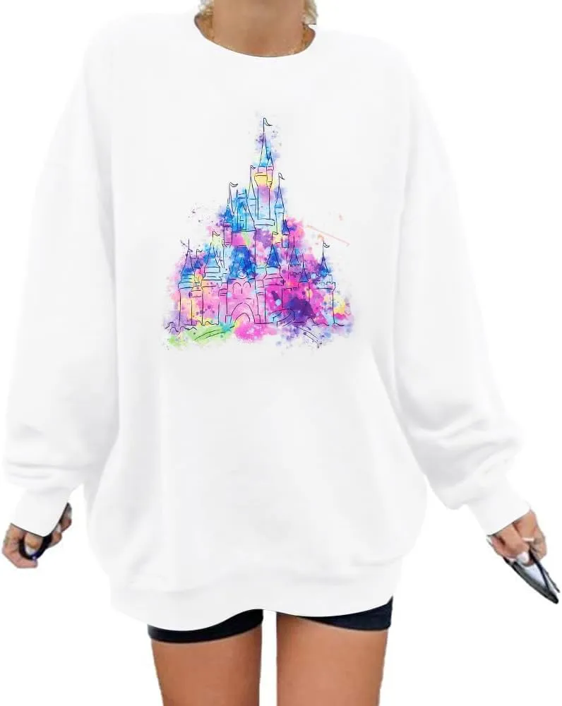 BANGELY Magical Sweatshirt Women Magic Kingdom Shirt Funny Believe in Magic Graphic Pullover Family Holiday Long Sleeve Tops