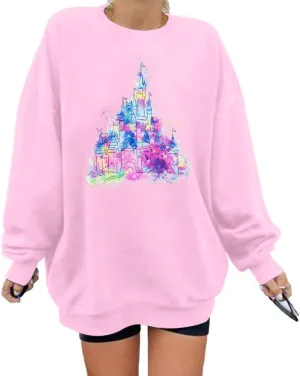 BANGELY Magical Sweatshirt Women Magic Kingdom Shirt Funny Believe in Magic Graphic Pullover Family Holiday Long Sleeve Tops