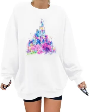 BANGELY Magical Sweatshirt Women Magic Kingdom Shirt Funny Believe in Magic Graphic Pullover Family Holiday Long Sleeve Tops