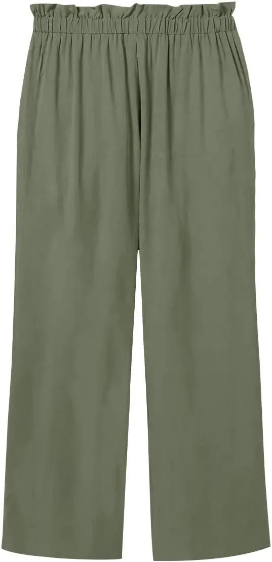 Batermoon Girls' Pants Paper Bag Elastic Waist Wide Leg Loose Trousers with Pocket