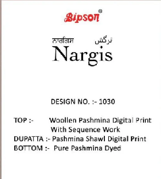 Bipson Fashion Presents Nargis 1130 Pashmina Printed Fancy Designer Salwar Kameez