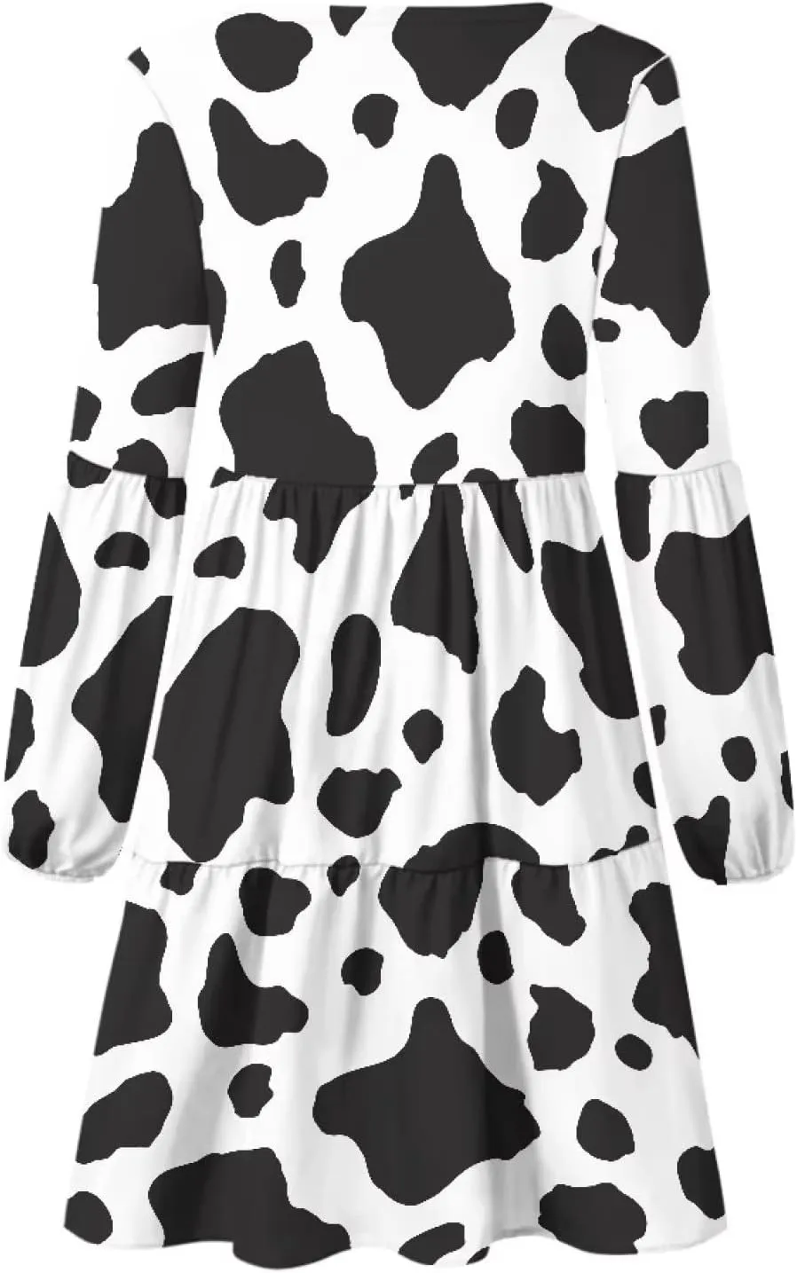 Biyejit Women Long Sleeve Tunic Dress V Neck Casual Loose Flowy Swing Dresses Plus Size S-4XL