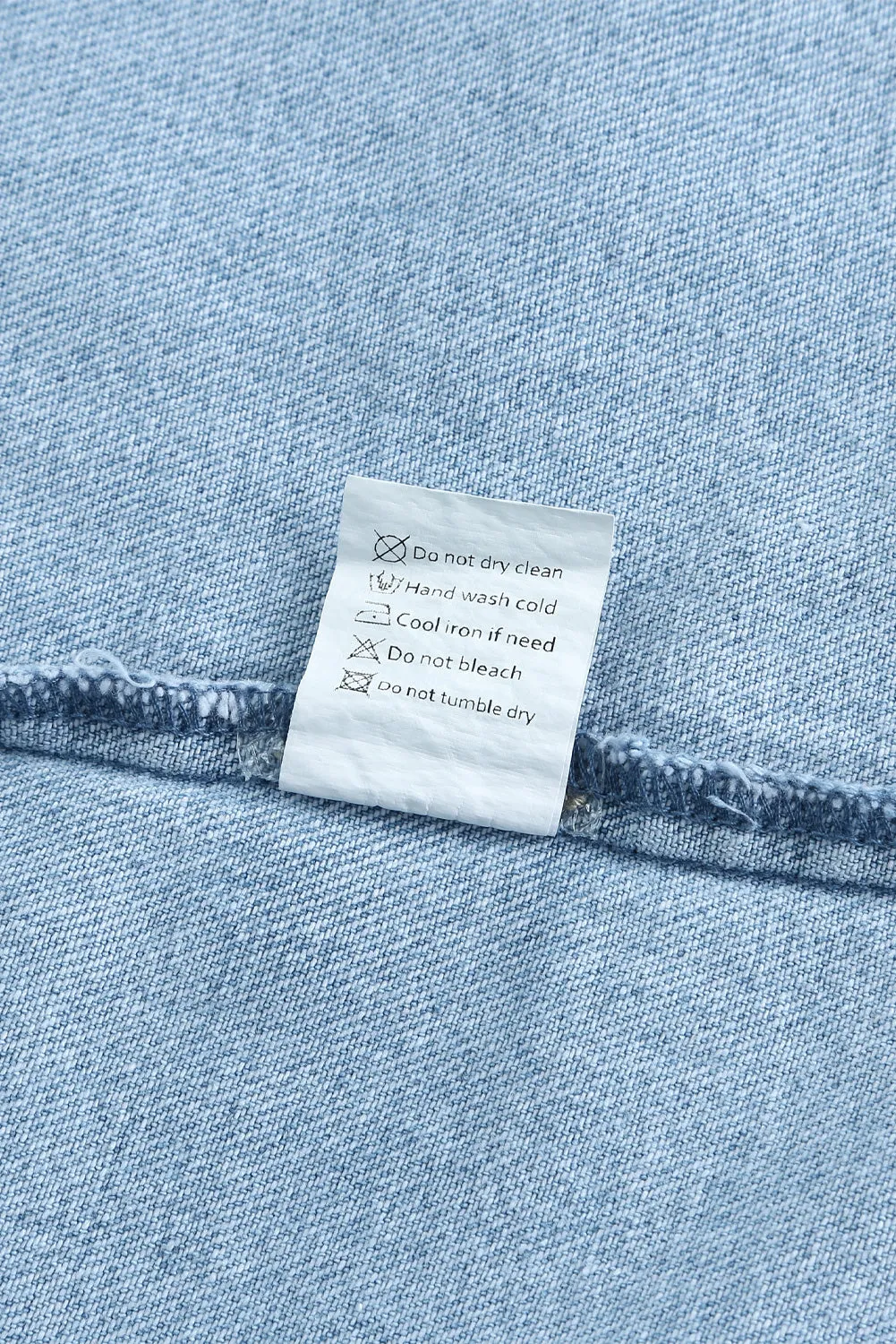 Blue Rhinestone Pearls Denim Shacket