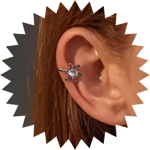 Boho Crystal Snowflake Ear Cuff Earrings Gold Snowflake Cuff Wrap Earrings Vintage Cz Winter Flower Earrings No Piercing Cartilage Earrings Jewelry for Women