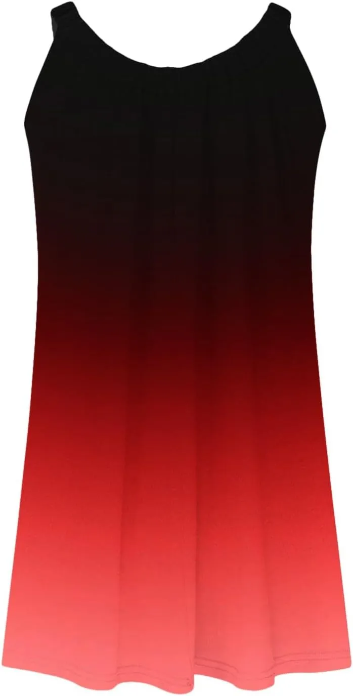Boho Dresses for Women 2024 Printed Crewneck Sleeveless Sexy Mini Dress Beach Vacation Sundress Flowy Swing Cover Ups