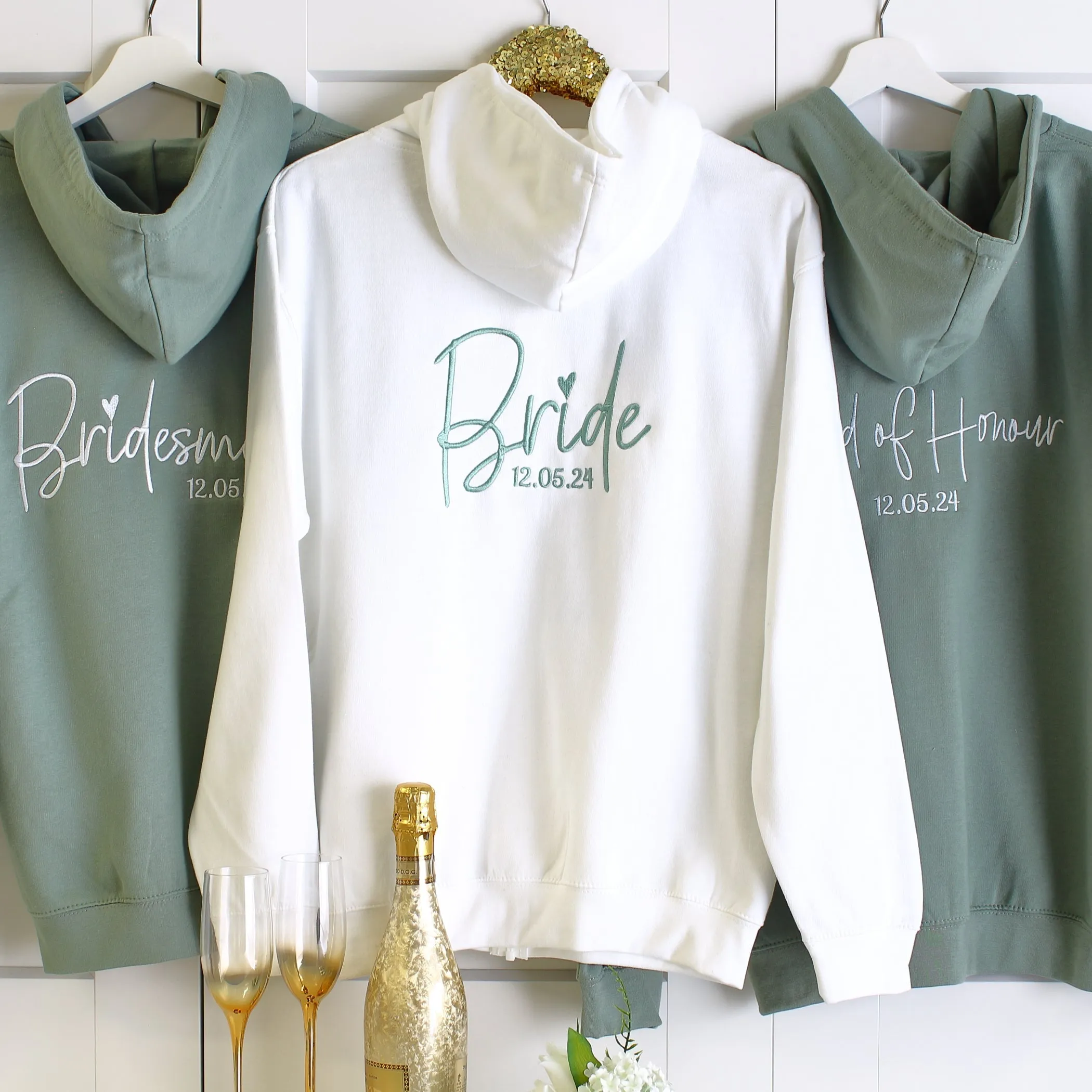 Bridal Zipped Hoodie -White