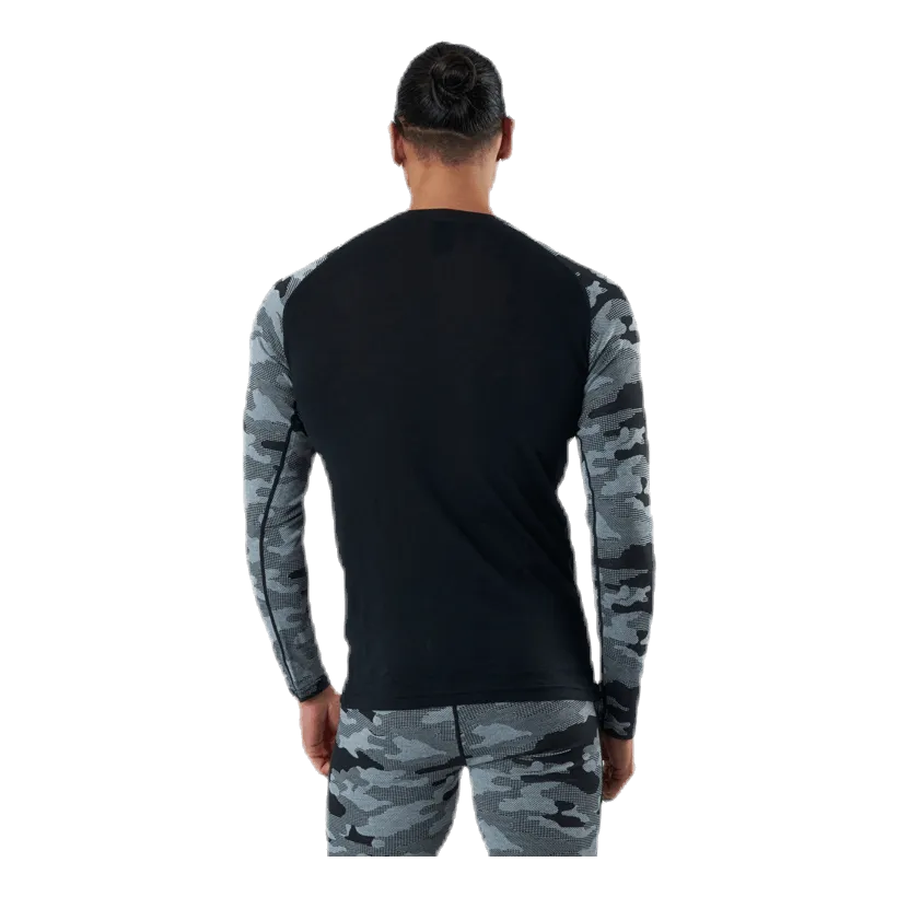 Camo Merino Wool Crew Black/Grey