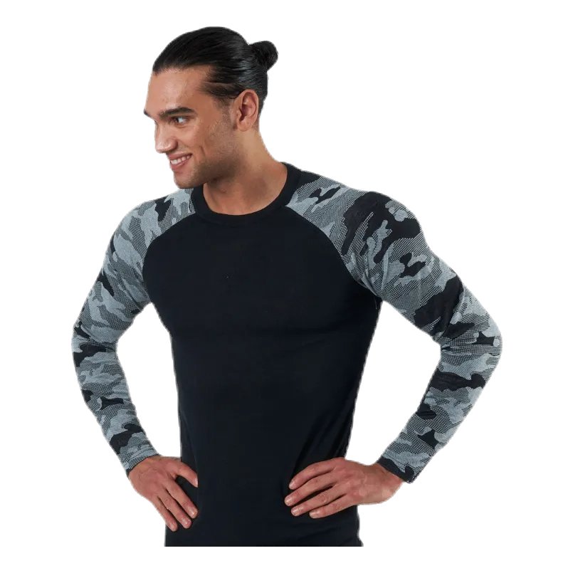 Camo Merino Wool Crew Black/Grey