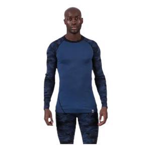 Camo Merino Wool Crew Blue