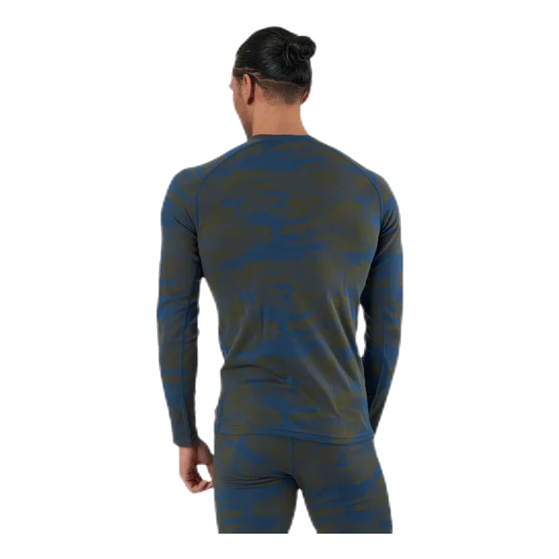 Camo Merino Wool Crew Blue/Green