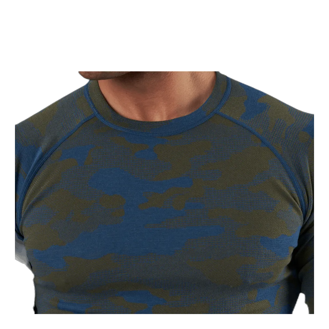 Camo Merino Wool Crew Blue/Green