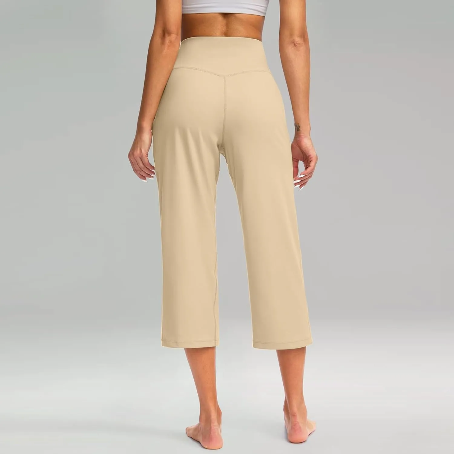 Cargo Pants Women, Casual Capri Pants Wide Leg High Waist with Pockets