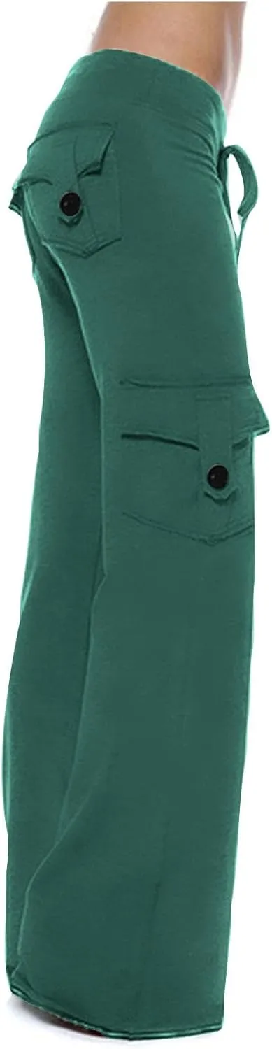 Cargo Yoga Pants for Women Trouser Style Flare Leggings with Pockets Boot Cut High Waist Long Workout Yoga Pants