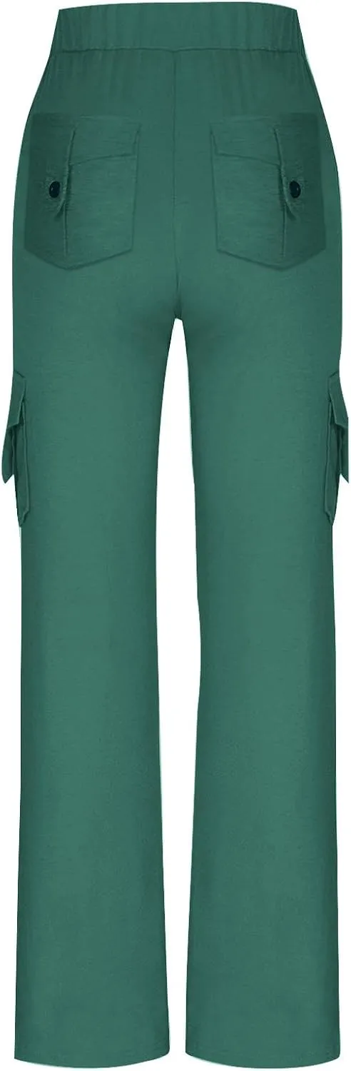 Cargo Yoga Pants for Women Trouser Style Flare Leggings with Pockets Boot Cut High Waist Long Workout Yoga Pants