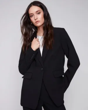 CHARLIE B Blazer w/ Ruched Back - Black