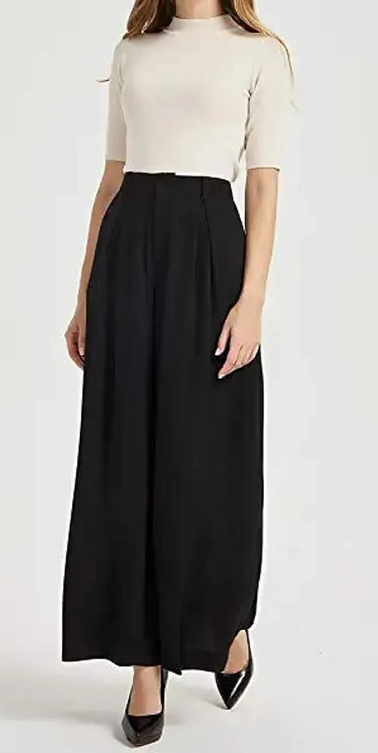 CHARTOU Women Wide Leg Pants Trousers Business Casual Pants Outfits Office Work Pants Palazzo High Waist