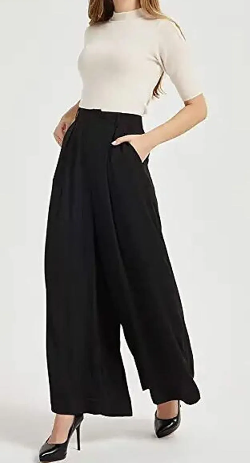 CHARTOU Women Wide Leg Pants Trousers Business Casual Pants Outfits Office Work Pants Palazzo High Waist