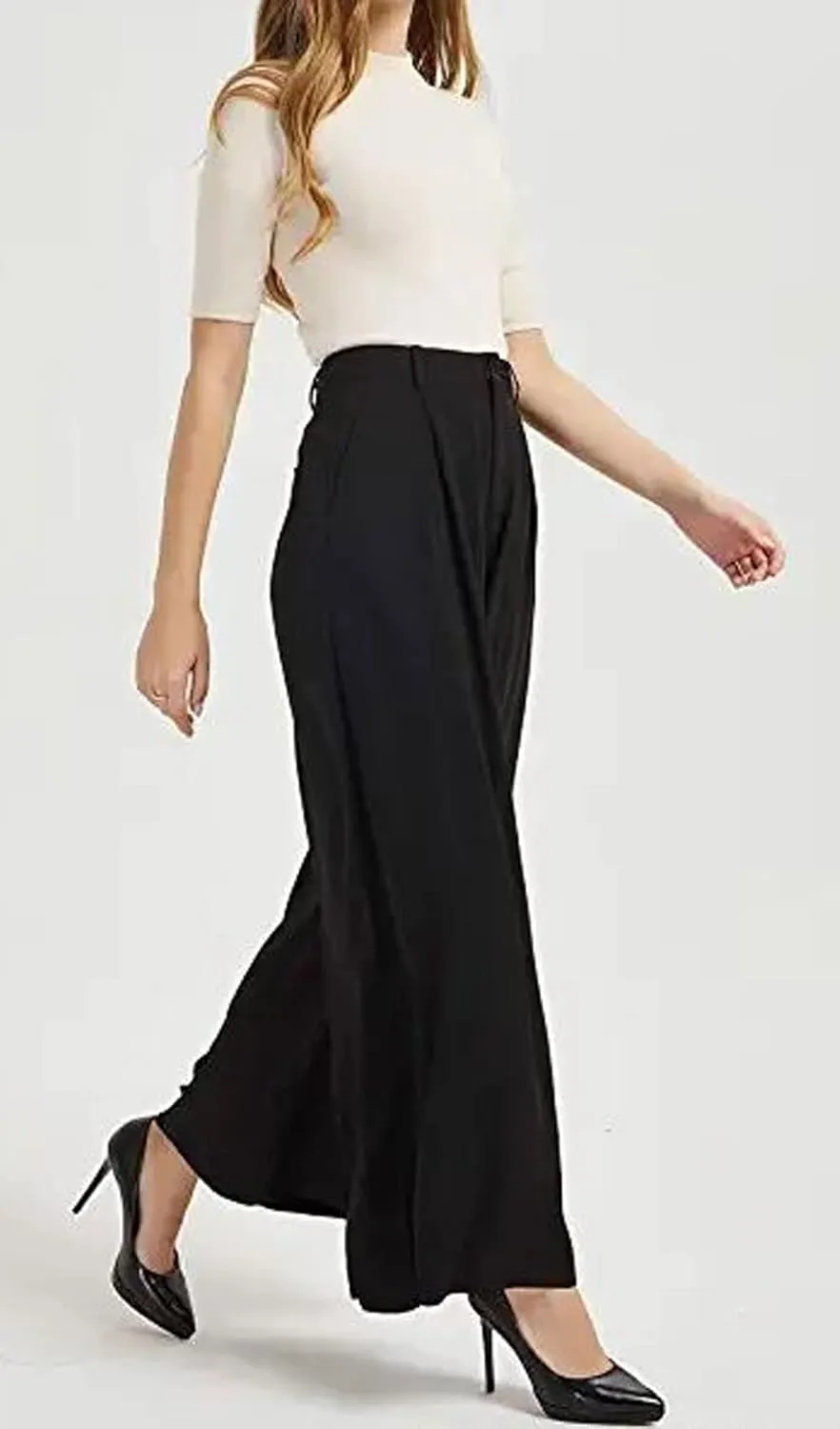 CHARTOU Women Wide Leg Pants Trousers Business Casual Pants Outfits Office Work Pants Palazzo High Waist