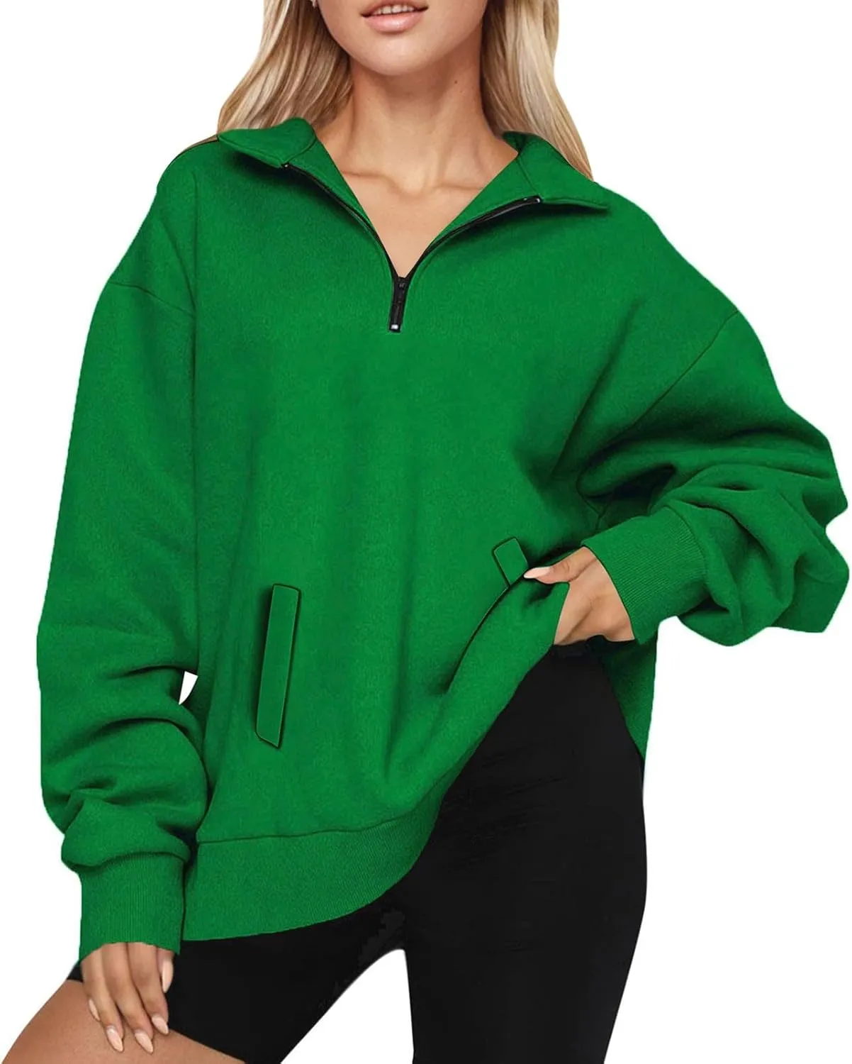 ChicCrate Sweatshirt for Women Casual Zipper Neck Tops Fashion Oversized Sweatshirt Long Sleeve Workout Pullover