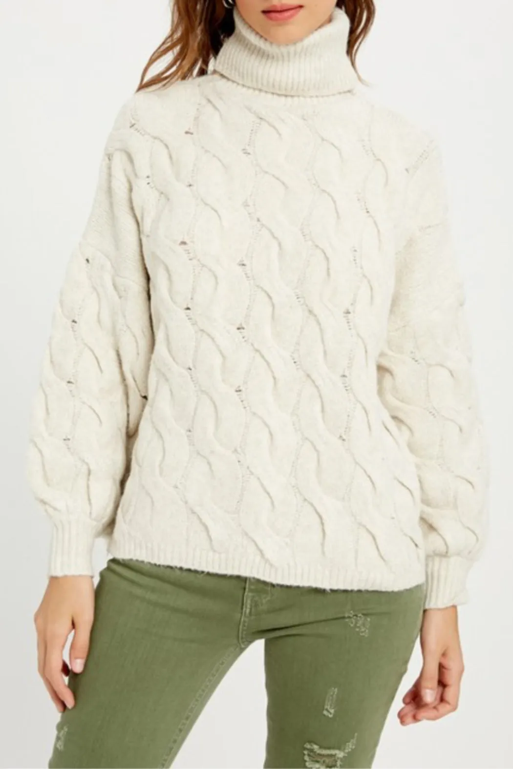 Chunky Cable Knit Turtleneck Sweater
